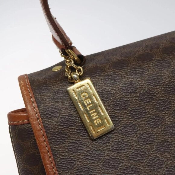 CELINE Macadam Canvas Hand Bag PVC Leather Brown Gold Auth - Picture 11 of 16